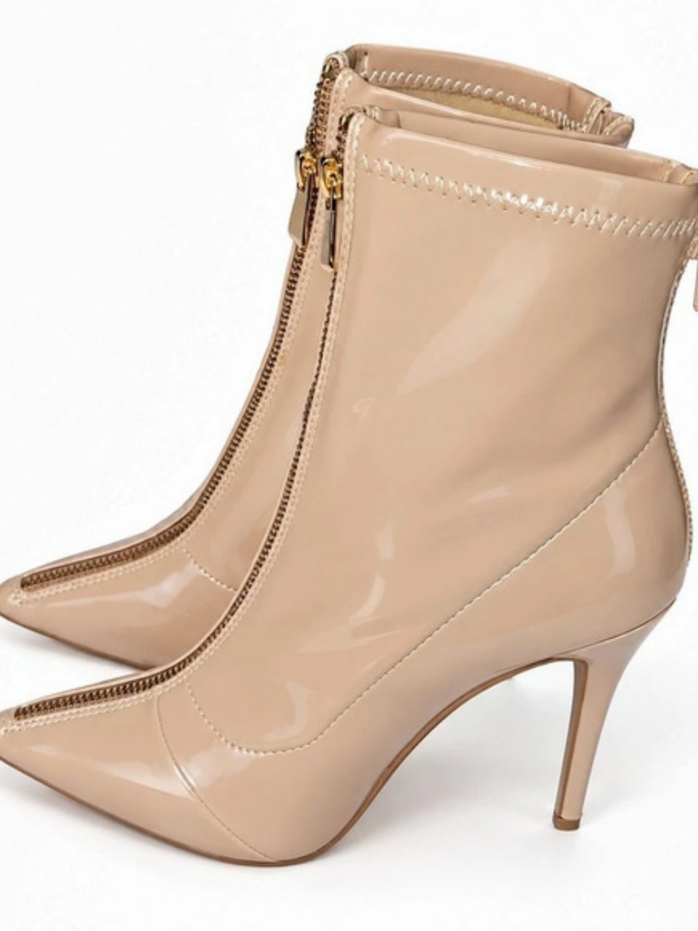 New Pointed-Toe Patent Ankle Boots in Pink/Beige - Picture 2 of 6
